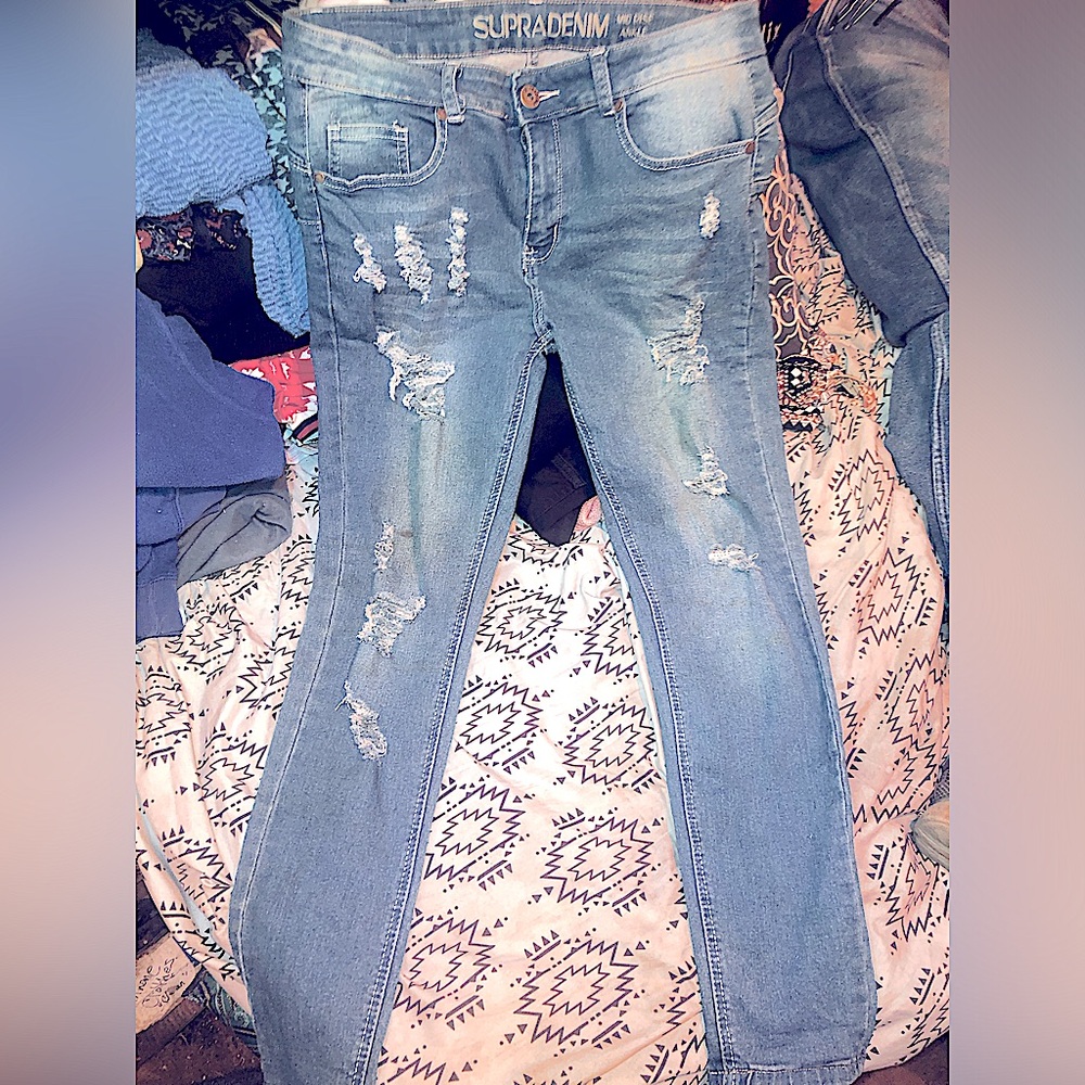 SUPRADENIM Mid-Rise Ankle Distressed Skinny Jeans Size 13